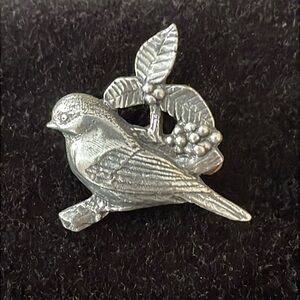 Collectible 2002 Pewter Birds and Bloom Brooch
